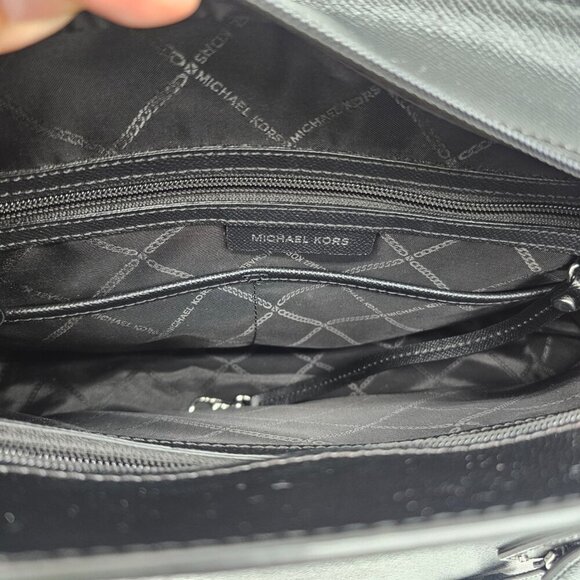 Michael Kors Voyager Medium Crossgrain Leather Tote, Black - Picture 6 of 16